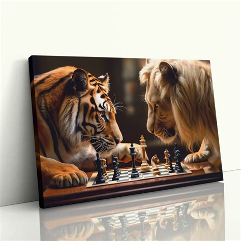 Lion and Tiger Chess Game Wall Art: Perfect Gift for Strategy Lover ...