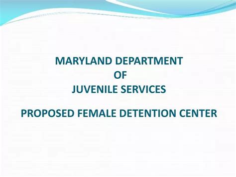 Ppt Maryland Department Of Juvenile Services Proposed Female