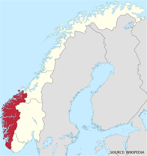 Vestlandet Vest Norge Kart Veikart Over Norge