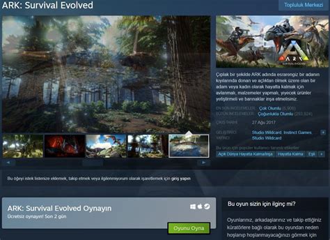 ARK Survival Evolved Ücretsiz Olarak Steam de