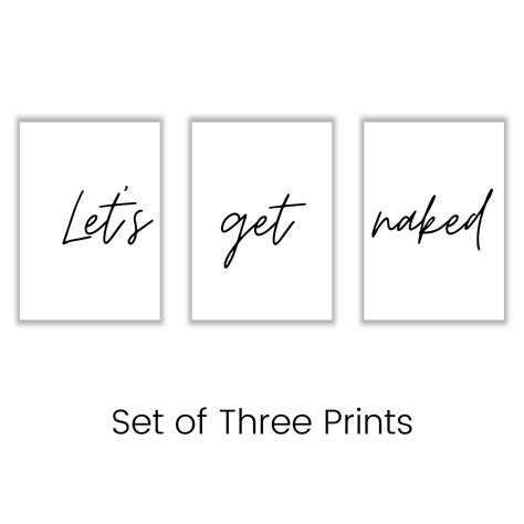 Lets Get Naked Set Of Three Prints Wall Art Print Etsy