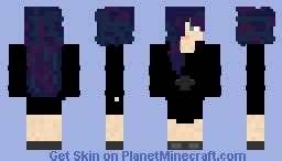 Black Hoodie, Blue Hair, Girl Minecraft Skin