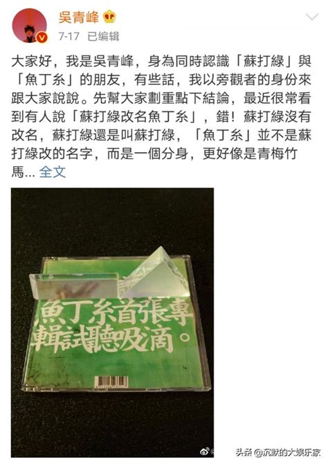 蘇打綠被迫改名「魚丁糸」，被經紀人告上法庭的吳青峰有多慘？ 每日頭條