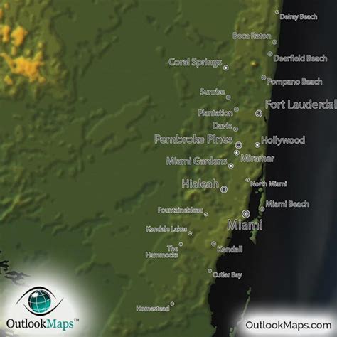 florida topography map colorful natural physical landscape