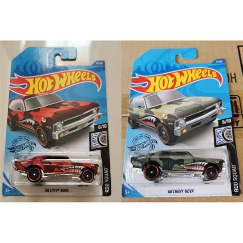 HIJAU MERAH Hot Wheels 68 Chevy Nova Army Shark Tampo Green Red Shopee Malaysia