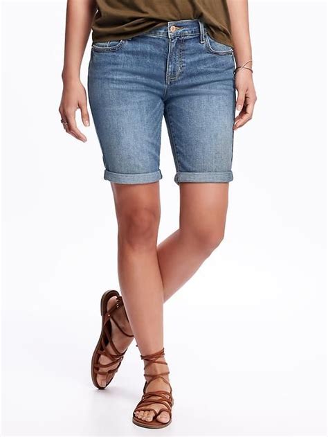 Cuffed Denim Bermudas For Women Old Navy Womens Shorts Cuffed