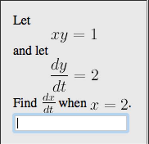 Solved Let Xy 1 And Let Dy Dt 2 Find Dx Dt When X Chegg