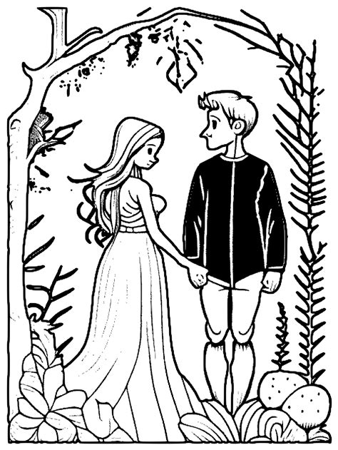 Adam And Eve Married In Eden Coloring Page · Creative Fabrica