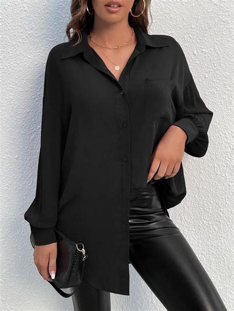 Shein Tall Pocket Patched Drop Shoulder Shirt Shein Usa