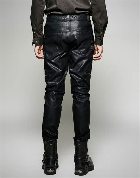 Pantalon Gothique Homme En Simili Cuir Noir Punk Rave K