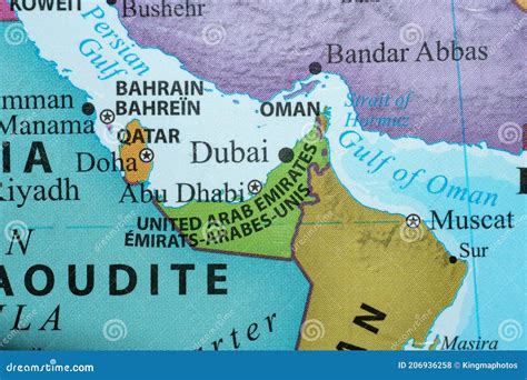 Colorful Country Map Of The United Arab Emirates Dubai In The Middle