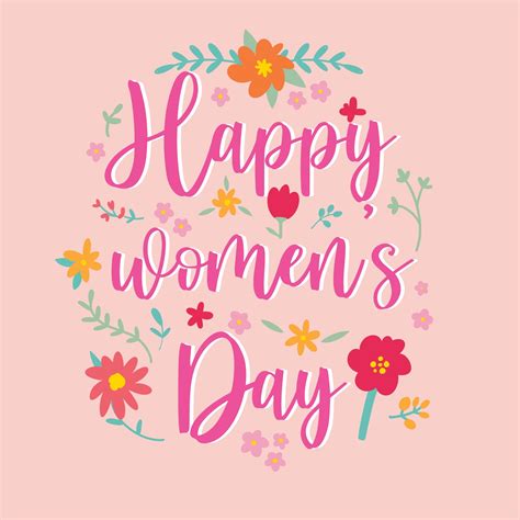 Pink Background Flowers Happy Womens Day Card Boomf