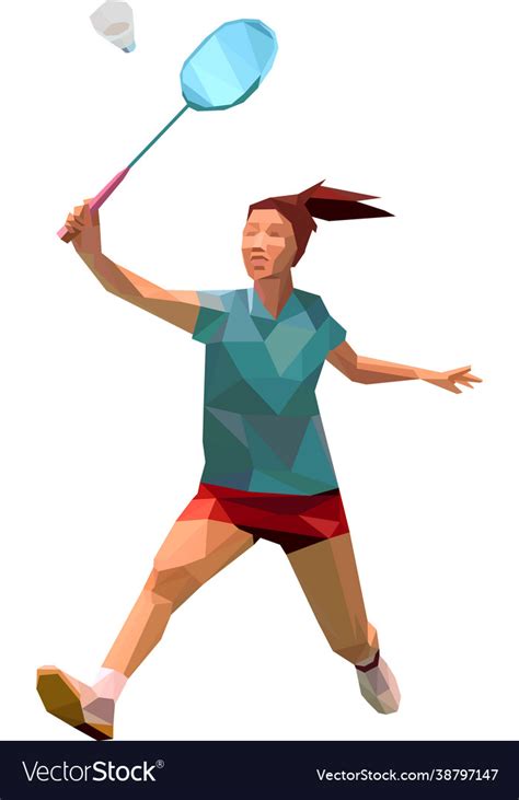 Female Badminton Player Polygonal Athelete Vector Image