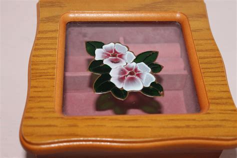 Vintage Wooden And Stained Glass Jewelry Box Floral Etsy