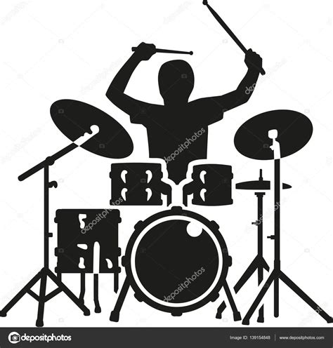 Drum Kit With Drummer In Action Stock Vector Image By Miceking