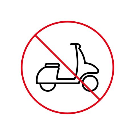 Ban Moped Delivery Zone Black Line Icon. Scooter Forbidden Outline