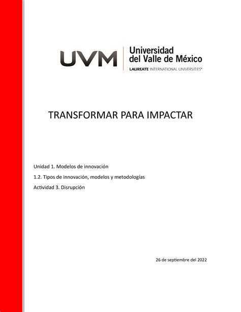 A1 MESF Actividad 1 TRANSFORMAR PARA IMPACTAR Unidad 1 Modelos De