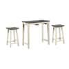 Benjara 3 Piece Rectangle White And Gray Wood Top Counter Dining Table