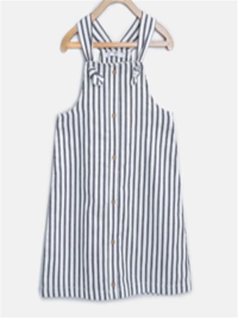 Buy Marks And Spencer Girls White Striped Pinafore Dress Dresses For Girls 8709095 Myntra