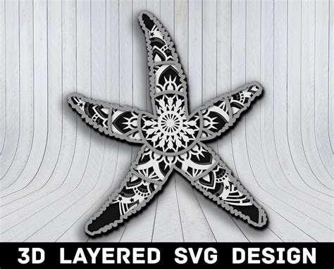 3D Mandala Starfish SVG File Starfish SVG File Star Fish 3D Etsy