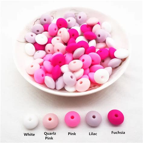 Chenkai 50pcs Silicone Lentil Beads Diy Baby Abacus Teether Pendant