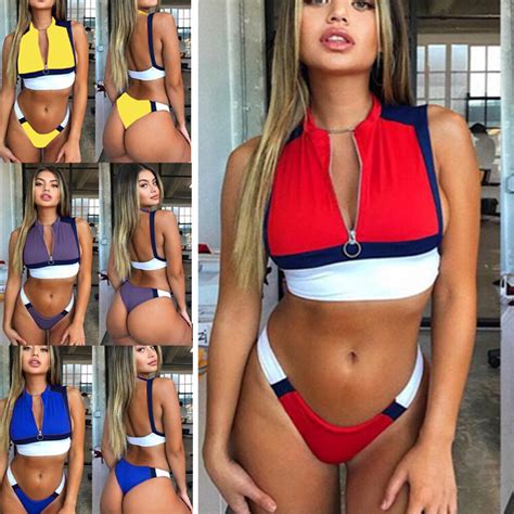 Traje De Ba O Deportivo Para Mujer Bikini Cremallera Biquini Traje