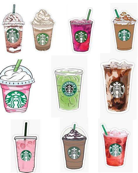 Various Starbucks Cups With Different Designs On Them 8B4 In 2024