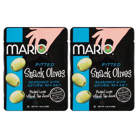 2 Pack Mario Pitted Snack Olives Seasoned With Natural Sea Salt 1 05 Oz 12 Ct