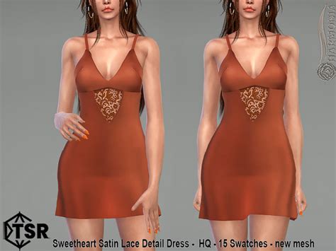 The Sims Resource Sweetheart Satin Lace Detail Dress