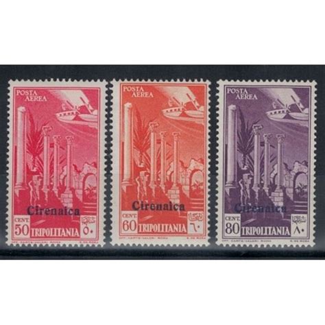 CIRENAICA 1932 Posta Aerea Di Tripolitania Soprastampata 3v MNH