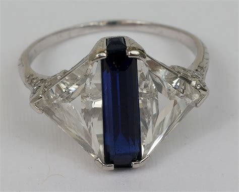 At Auction: TIFFANY LADIES DIAMOND SAPPHIRE RING ART DECO