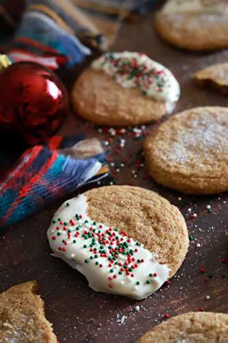 White Chocolate Dipped Chewy Ginger Molasses Cookies From Butternut And Sage And Its Similar