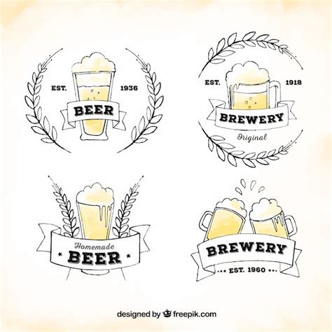 Free Vector Hand Drawn Beer Logo Collection