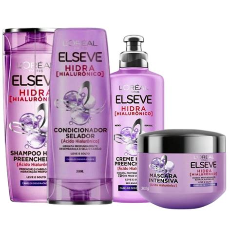 Kit Elseve Loreal Hidra Hialurônico Shampoo Mascara Condicionador Creme