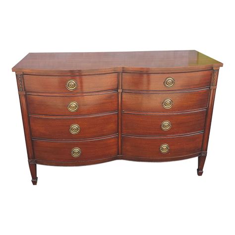 Drexel Mid Century Federal Style Serpentine Mahogany Double Dresser
