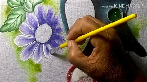 Pintura em tecido como pintar margarida colorida ou gérbera para