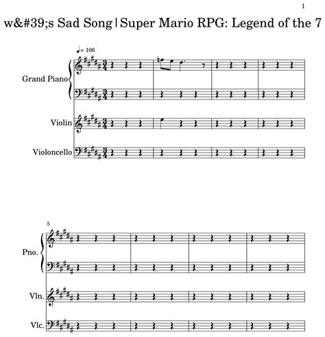 Mallows Sad Songsuper Mario Rpg Legend Of The 7 Stars Sheet Music