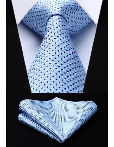 Blue Dots Jacquard Silk Handmade Tie Pocket Square Set Ties Mens