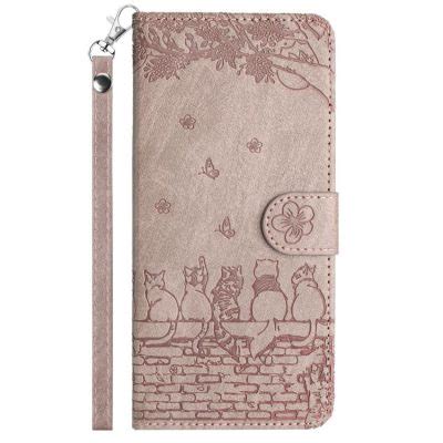 Peněženkové pouzdro Embossing Pattern Kočky šedé Apple iPhone 15 Pro