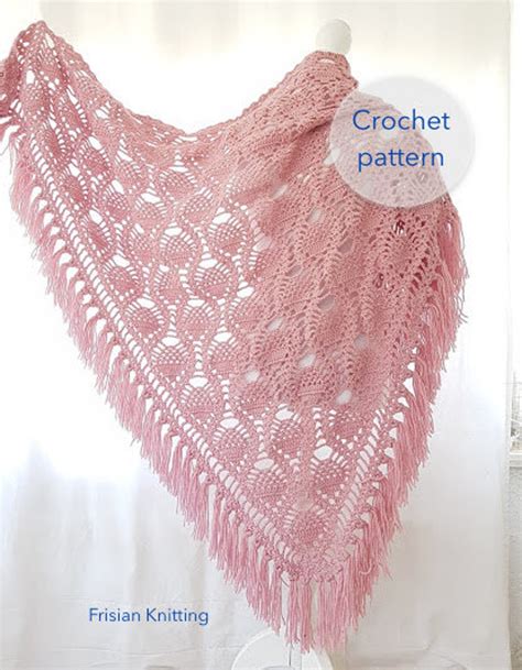 Pineapple Pattern Shawl Crochet Pattern Triangle Shawl Etsy