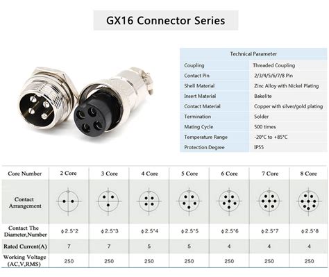 GX16 8Pin Connector 16mm 8 Pin Straight Plug And Socket