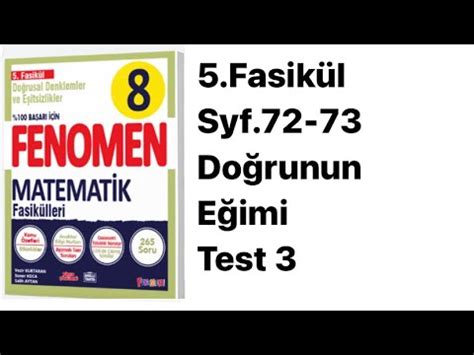 8 SINIF FENOMEN 5 FASİKÜL S 72 73 TEST 3 YouTube