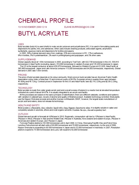 Butyl Acrylate | PDF | Polyethylene | Paint