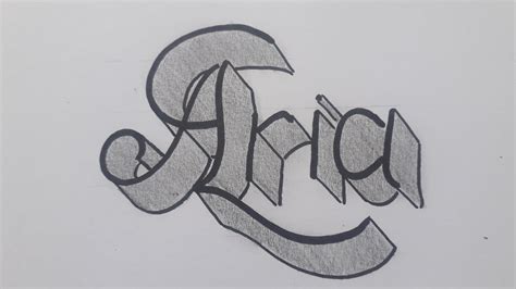 3d Drawing Name Aria On Paper How To Write Calligraphy Art For