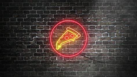 Pizza Slice Neon Sign On Bricks Wall Bac Stock Video Pond5