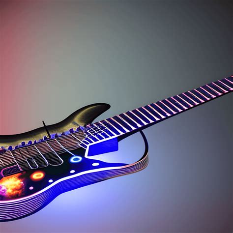 Skeletal Electric Guitar Cosmic Guitar Strings Cinematic Lighting 3d Prop Art · Creative Fabrica