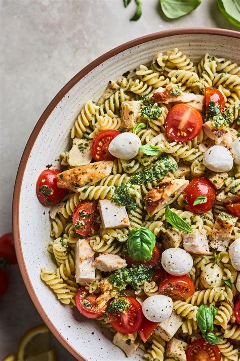 Grilled Chicken Pesto Pasta Salad Olive And Mango