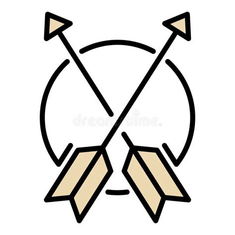 Crossed Metal Arrow Icon Color Outline Vector Stock Vector