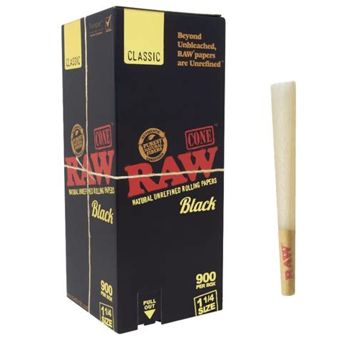 Raw Pre Rolled Cones Black 1¼ 900 Cones American Rolling Club