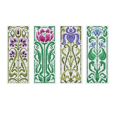 Art Nouveau Bookmarks Set Of 4 Durene J Cross Stitch Pattern DJXS2308